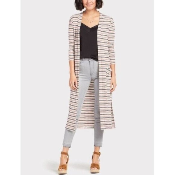 Evereve Peyton Jensen Jenny Striped Duster Cardigan - Picture 1 of 9